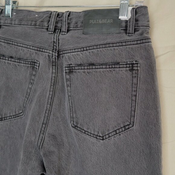 Pull & Bear High Waist Mom Jeans Gray Denim Cotton Straight Leg Women's Size 6 - Picture 8 of 13